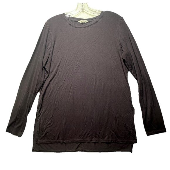 Athleta Women's Tunic Top Shirt Purple Crew Neck Long Sleeve Slit Sides Modal L - Picture 1 of 9